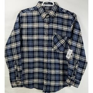 NWT Men's Casual Country Outfitters Long Sleeve Blue Plaid Flannel Shirt Medium